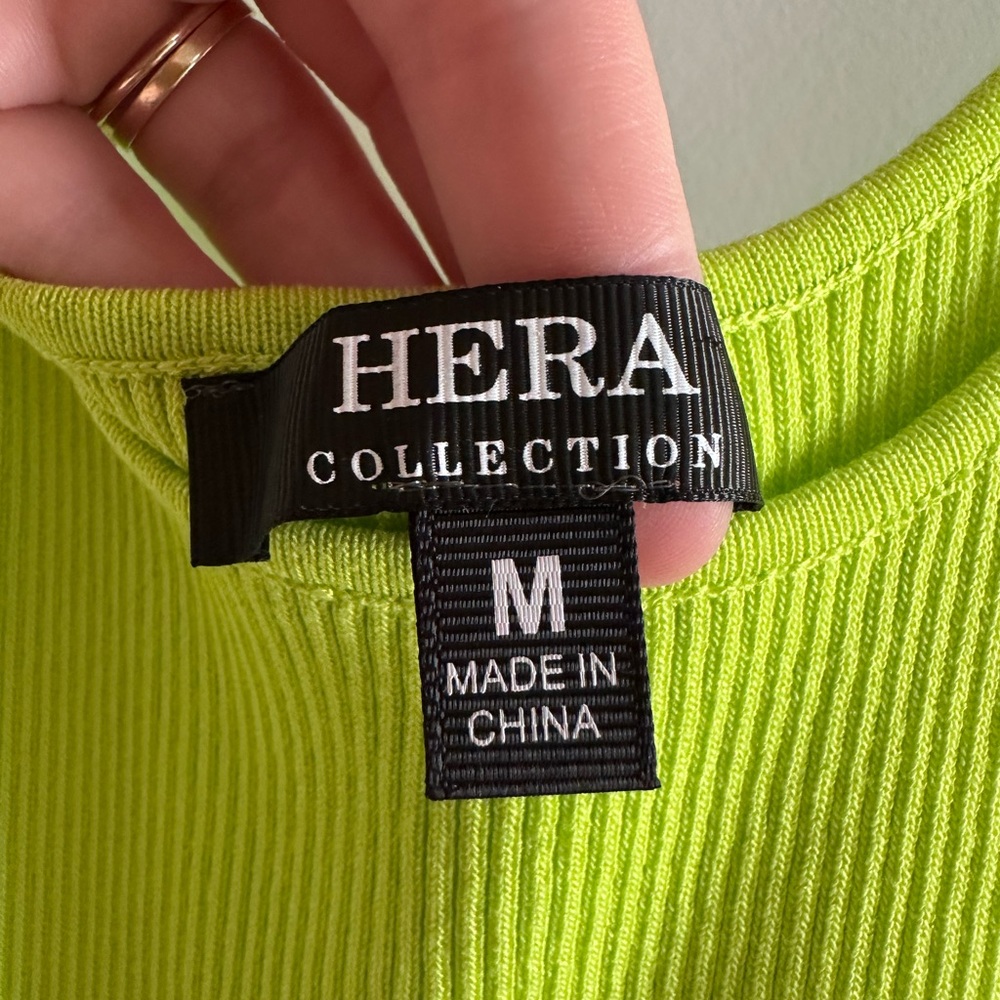 Hera Collection Neon Green Ribbed Dress - Picture 3 of 3